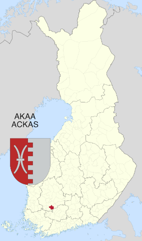 Akaan vaakuna ja akaa kartalla